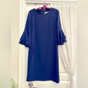 Navy blue bell sleeve dress for women